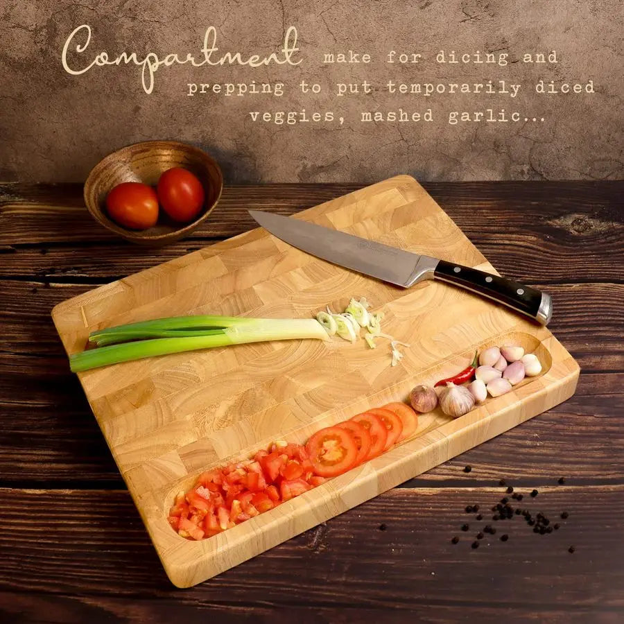 End Grain Bamboo Cutting Board With Juice Groove Reversible