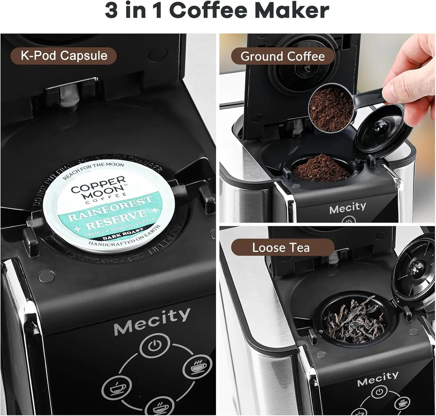 3-In-1 Single Serve Coffee Maker With K-Cup Pod Compatibility