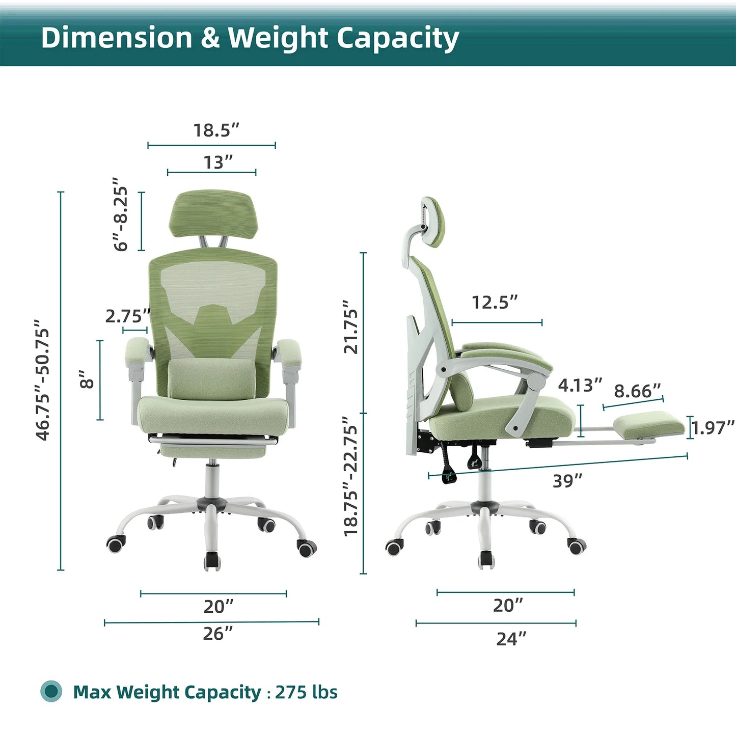 JHK Ergonomic Reclining High Back Mesh Gaming Chair