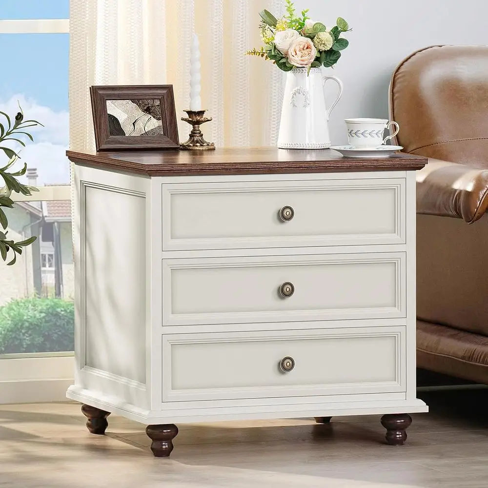 Armhouse Nightstands 2 With 3 Drawers And Metal Handle