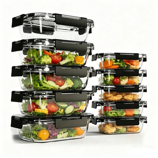 Glass Meal Prep Containers With Airtight Locking Lids