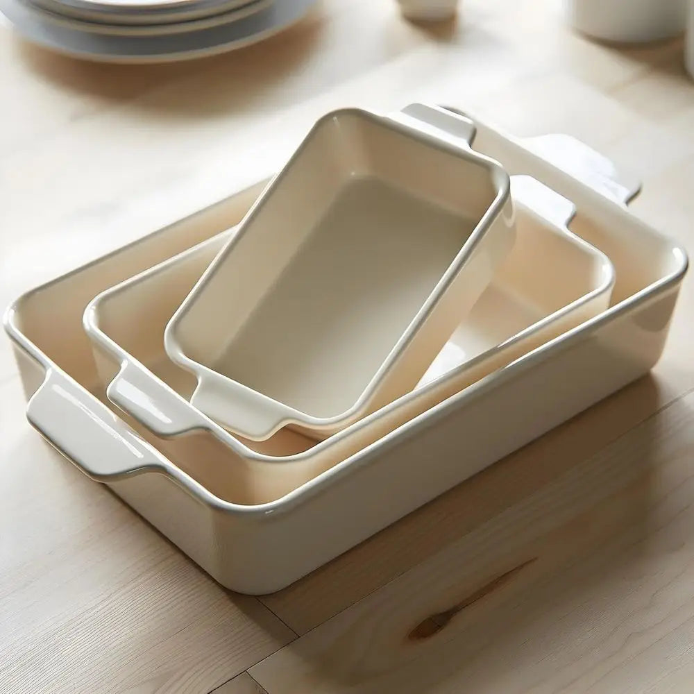 Premium Stainless Bakeware Set 3 Piece Microwave And Dishwasher Safe