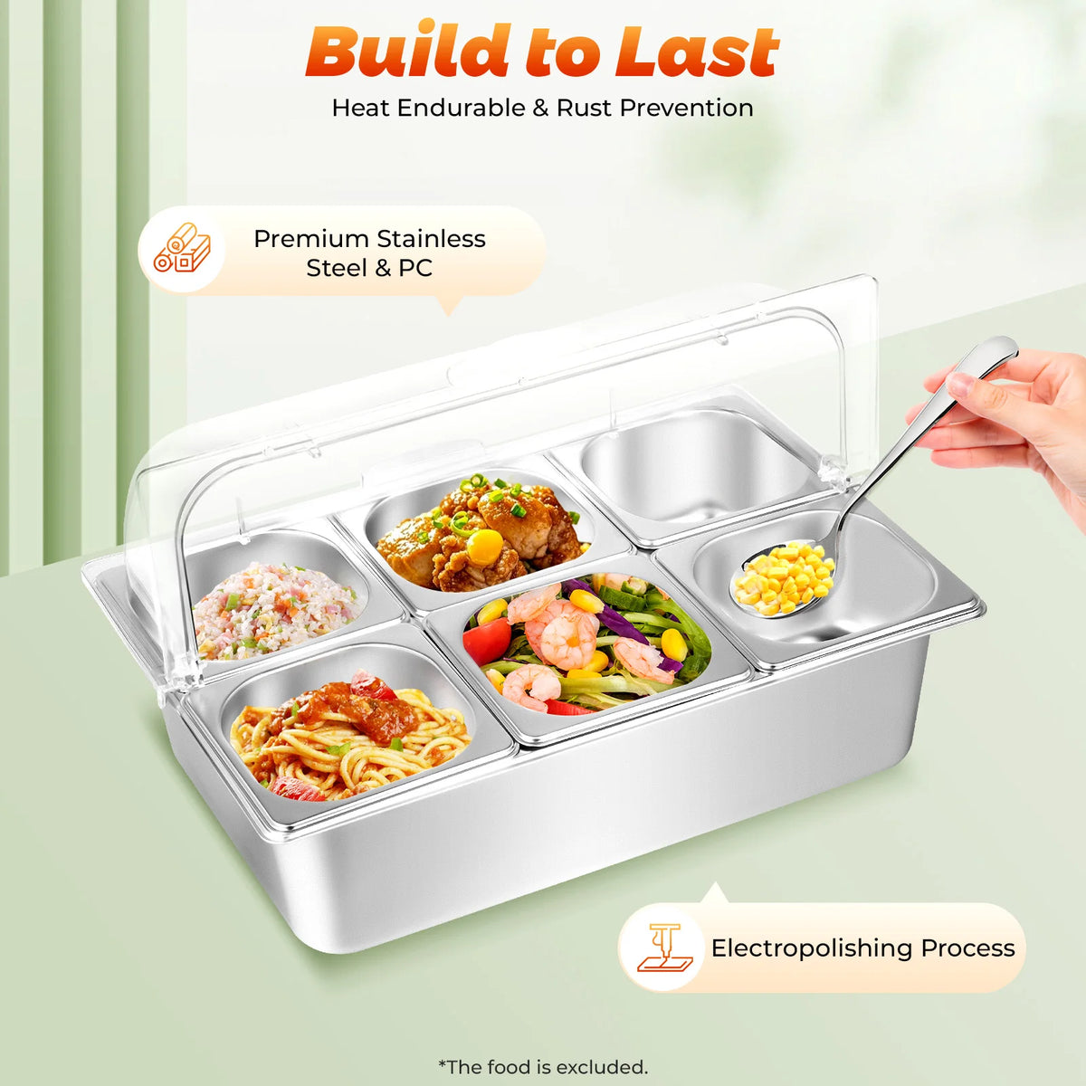 Bymaocar Stainless Steel Condiment Organizer With Transparent Lid