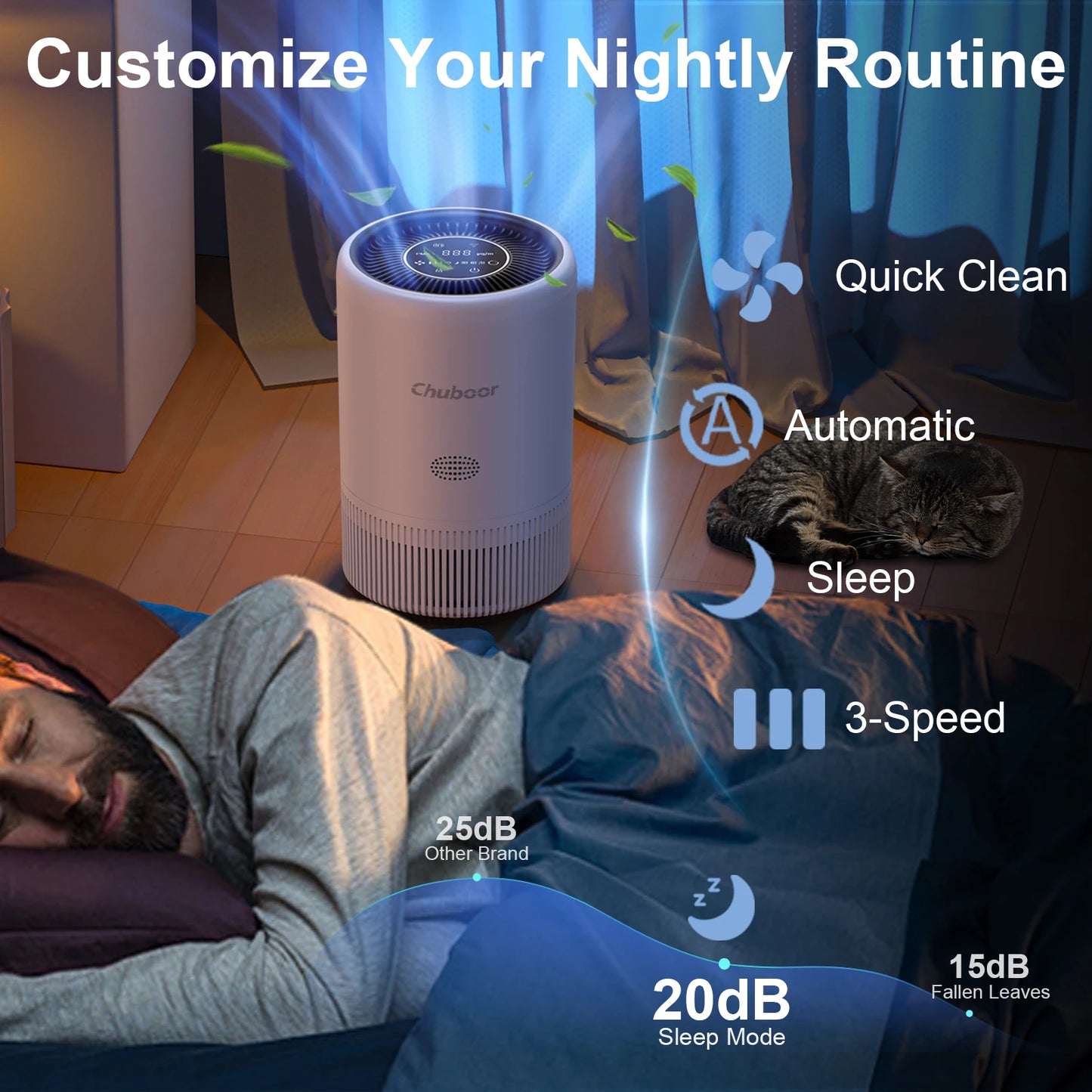 Chuboor HEPA Air Purifier For Bedroom With App Control