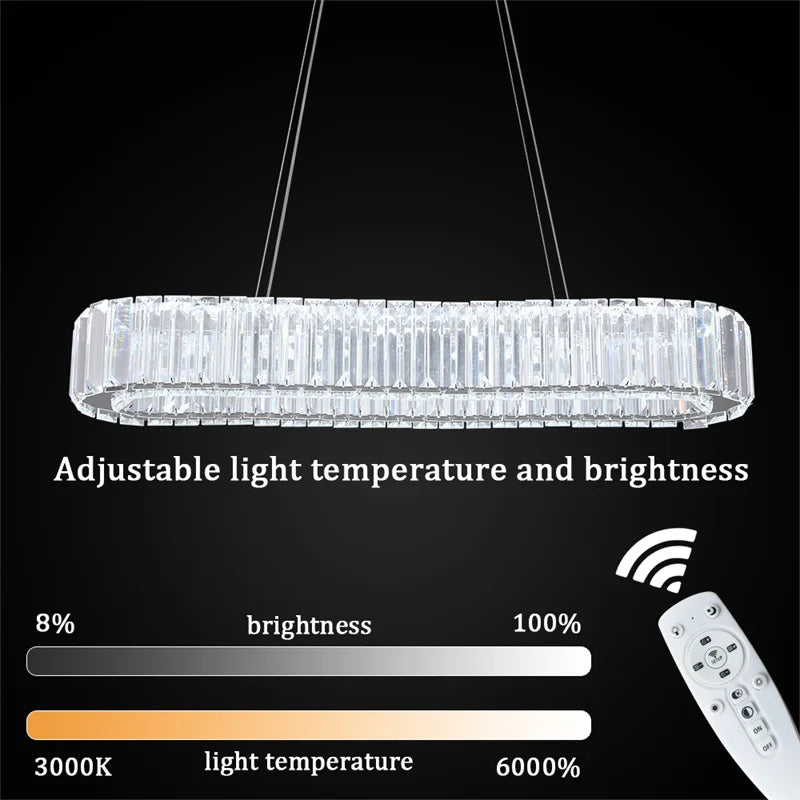 GreeLustr Indoor Crystal Oval Ring Pendant Lamp For Living Room