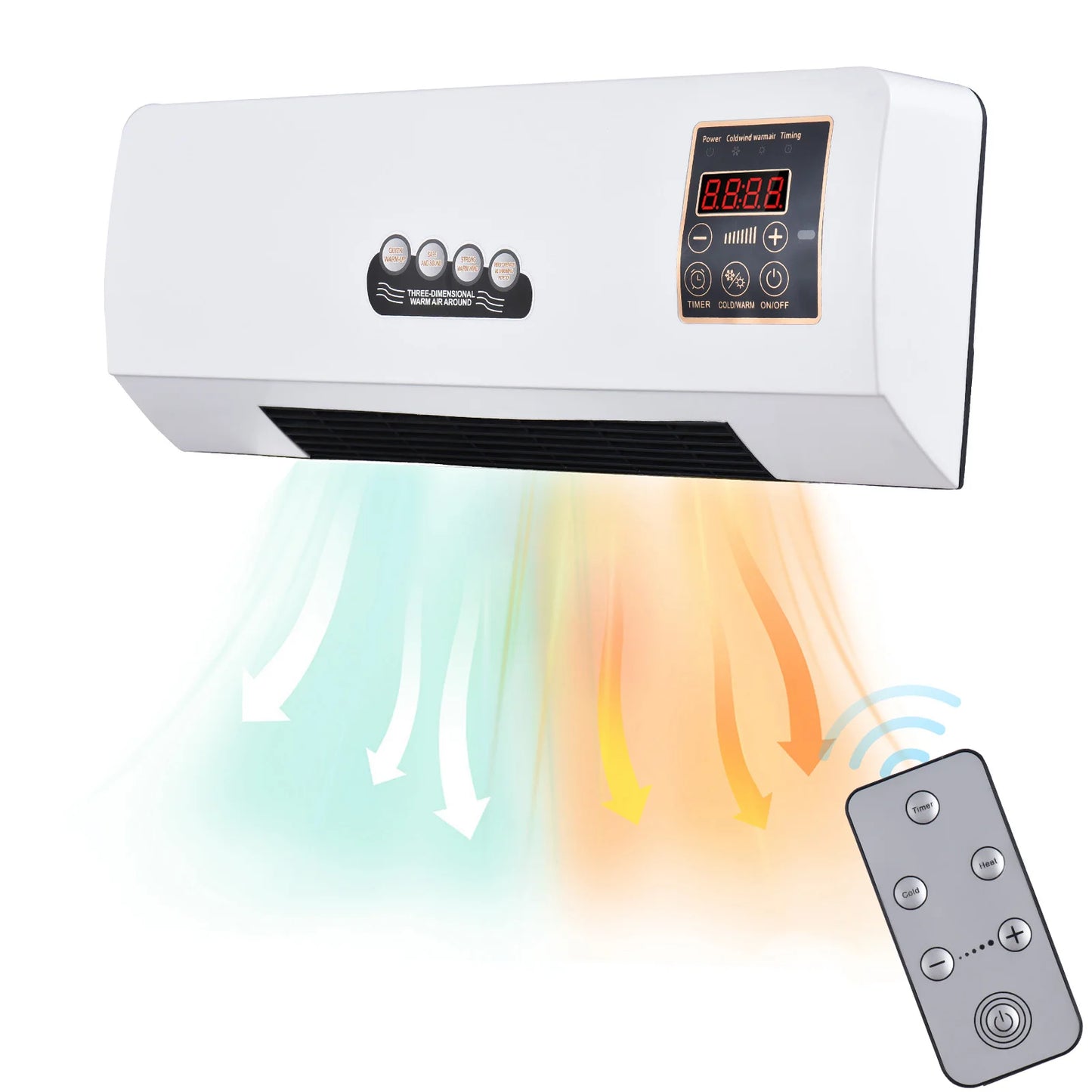 2In1 Heater And Fan Combo 1800W Wall Mounted With Remote
