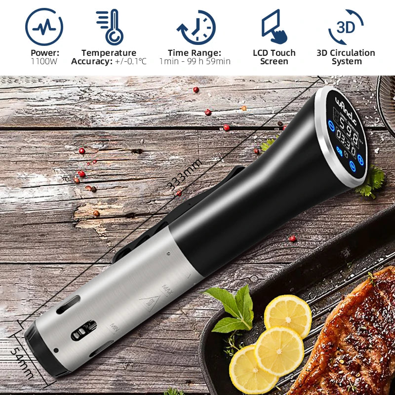 Wancle 1100W Sous Vide Cooker LCD Immersion Circulator IPX7 Waterproof