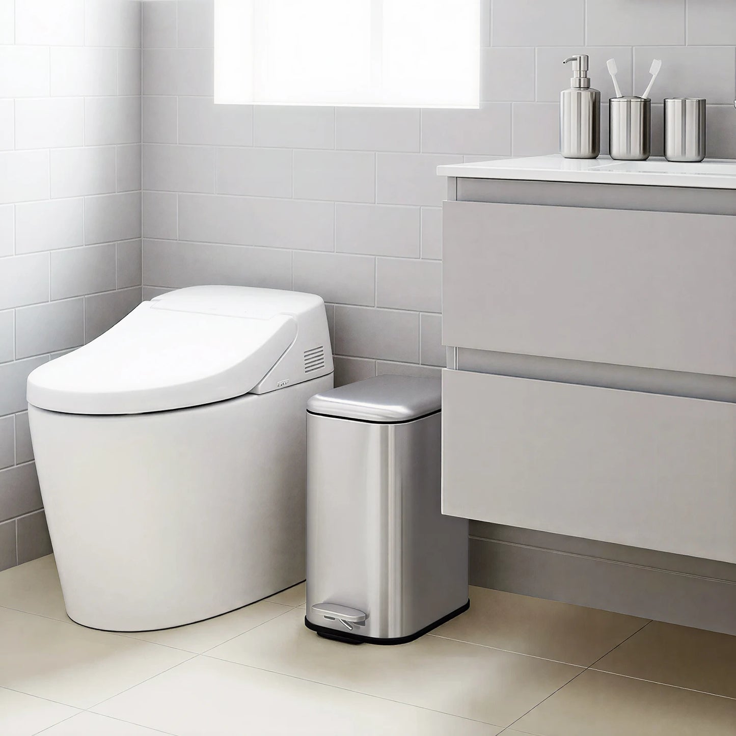HiMISS Slim Stainless Steel Trash Can With Lid Soft Close