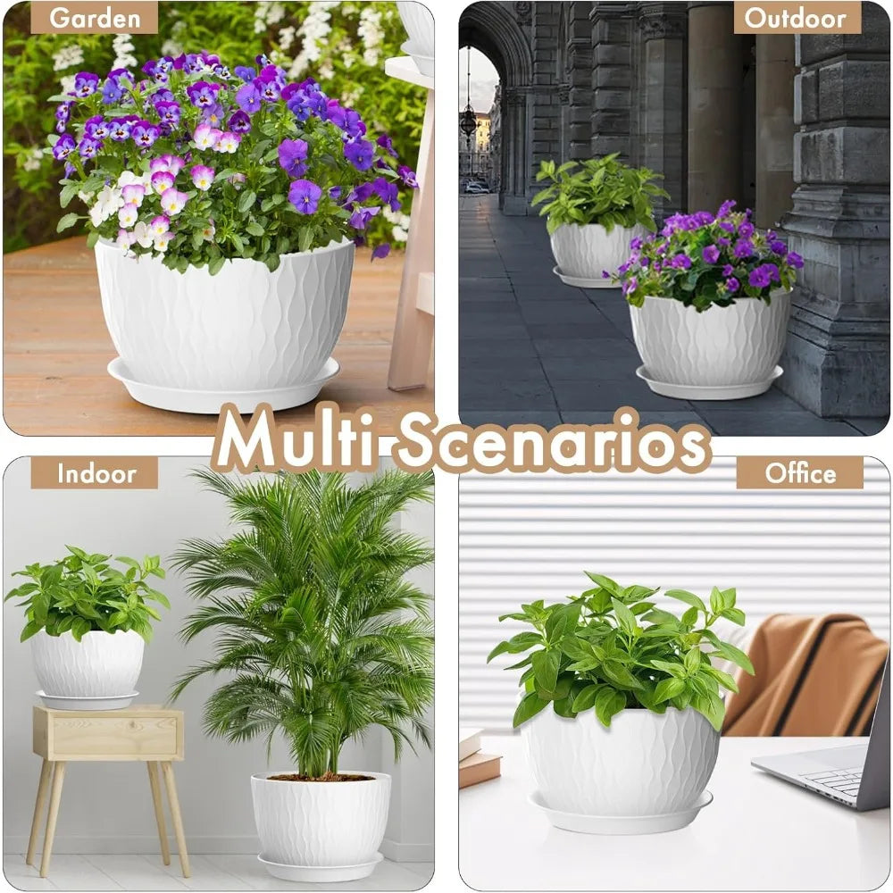 NBVCX Large Plant Pots With Drainage Holes And Saucer