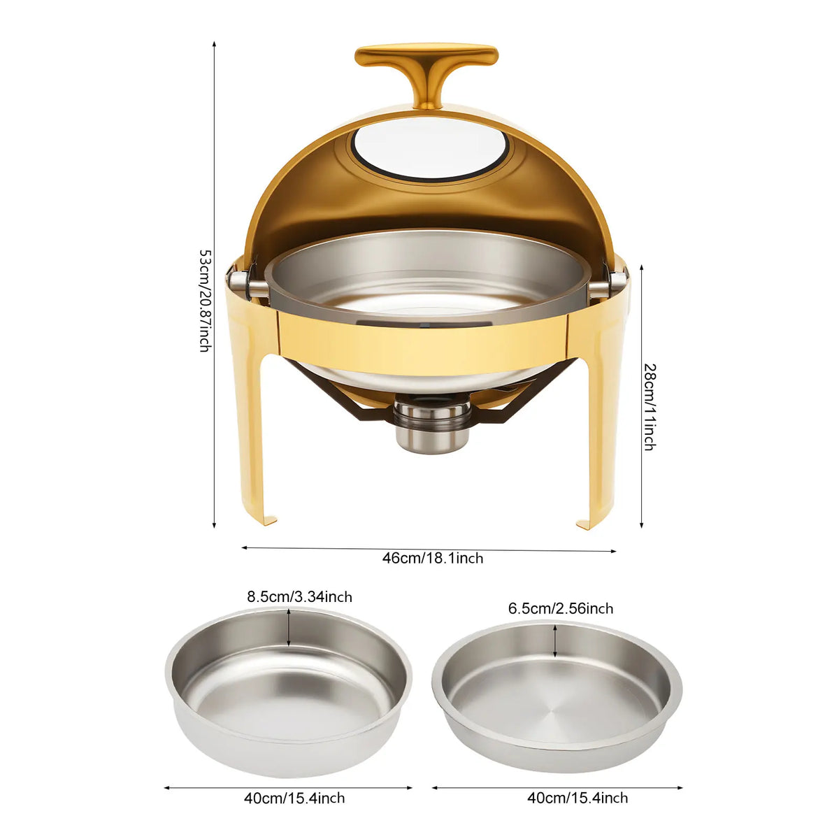 Bymaocar Round Chafing Dish Buffet Food Warmer