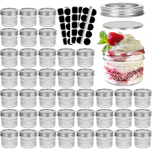 Quilted Glass Mason Jars With Split Lids For Canning