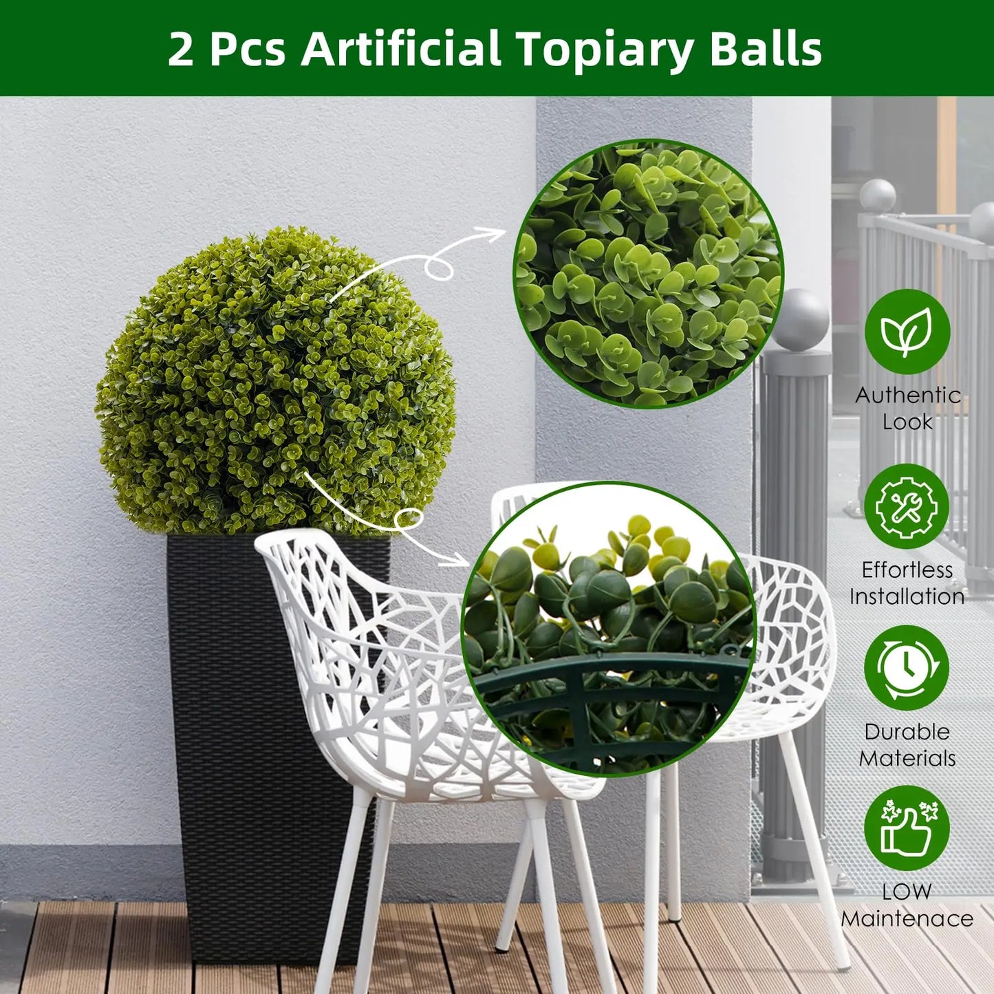 Studyset Outdoor Topiary Balls Artificial Cedar 2 Pack