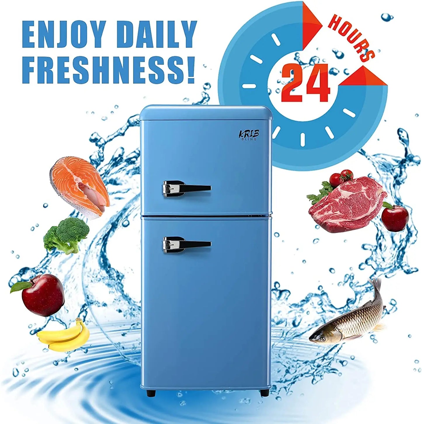 Krib Bling 3.2 Cu Ft Double Door Compact Refrigerator