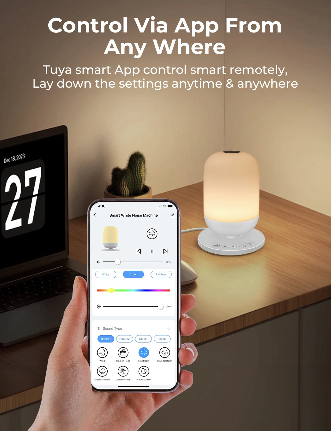 Wouwon Tuya Smart White Noise Machine With App Control