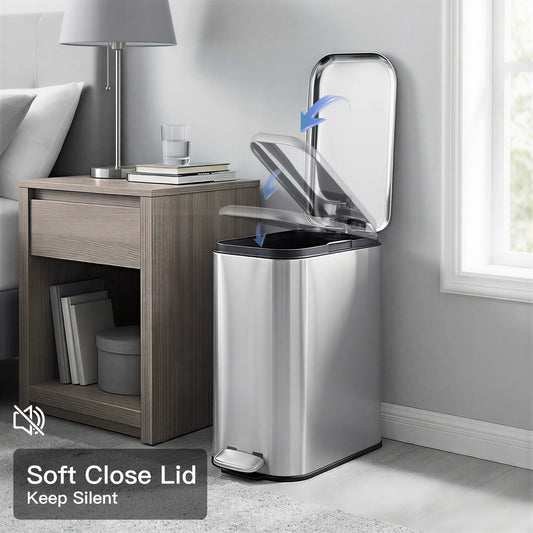 HiMISS Slim Stainless Steel Trash Can With Lid Soft Close