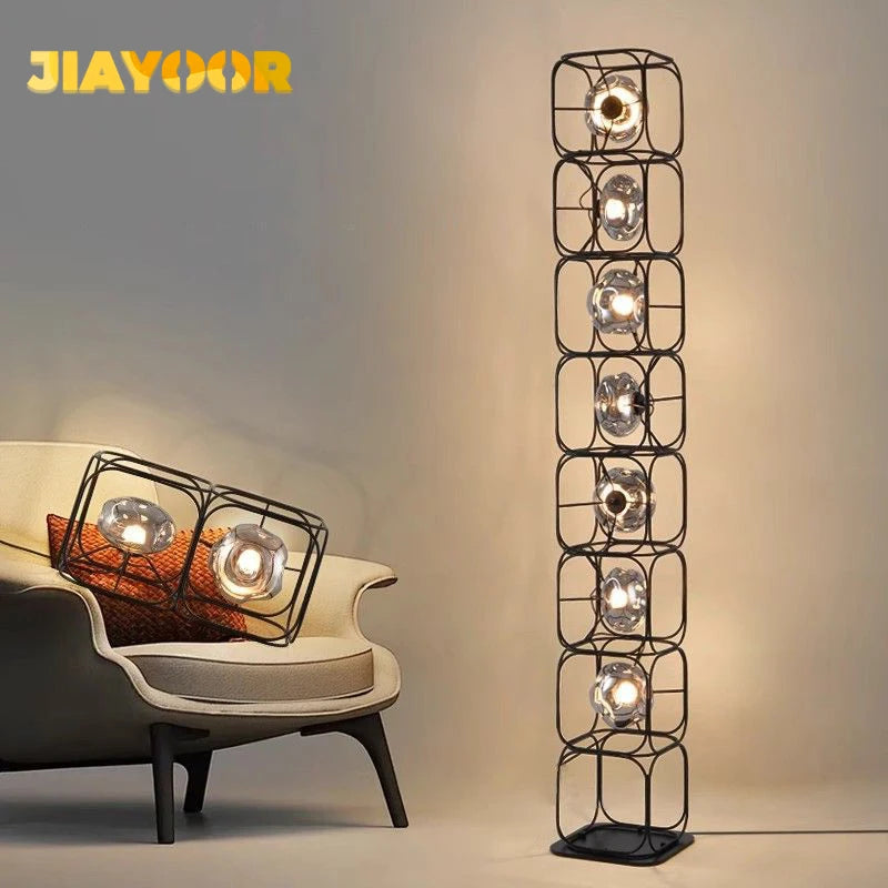 JIAYOOR LED Metal Floor Lamp Chrome Finish Modern Bauhaus Style