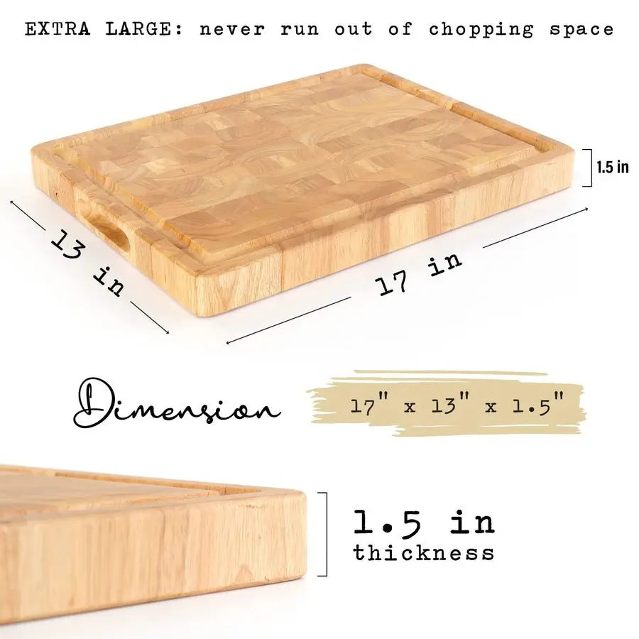 End Grain Bamboo Cutting Board With Juice Groove Reversible
