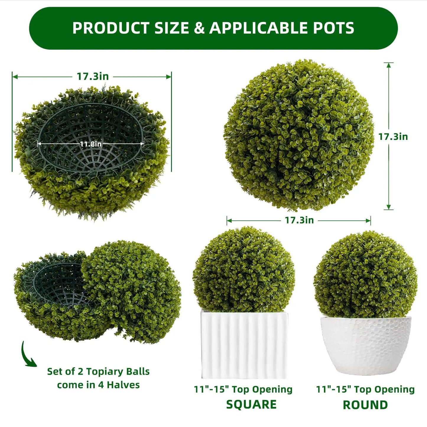 Studyset Outdoor Topiary Balls Artificial Cedar 2 Pack