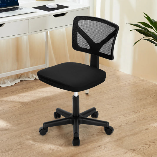 JHK Mesh Lumbar Support Armless Office Chair with Wheels