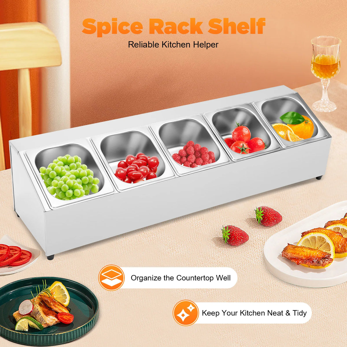 Pizza Topping Organizer With Pans And Lids For Kitchen Prep