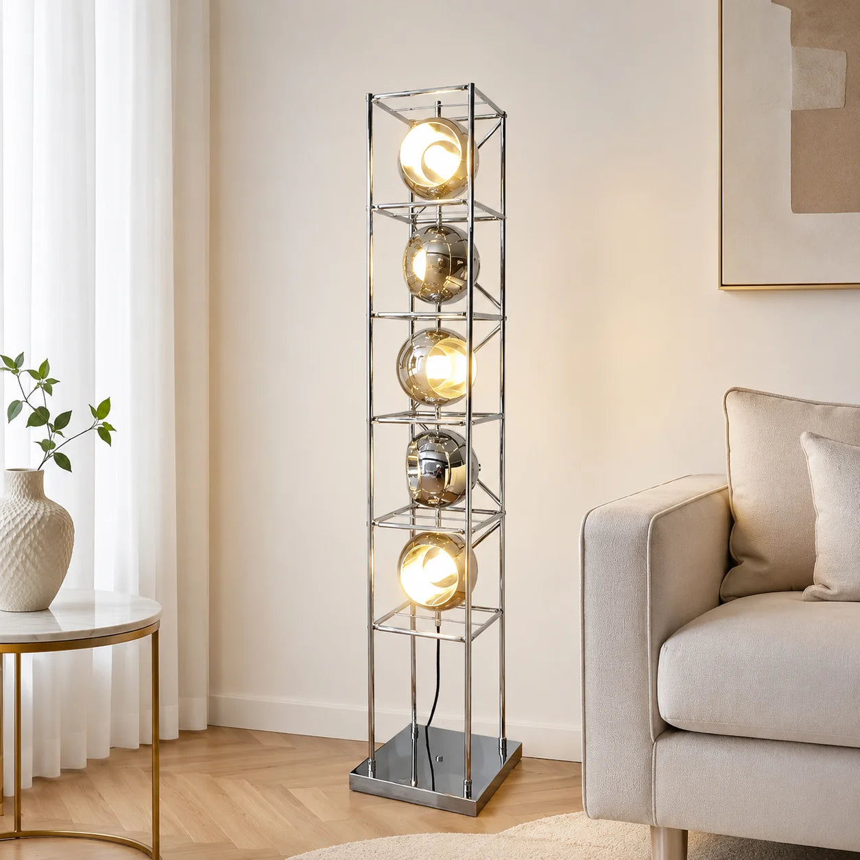 Obervist Bauhaus Chrome LED Floor Lamp