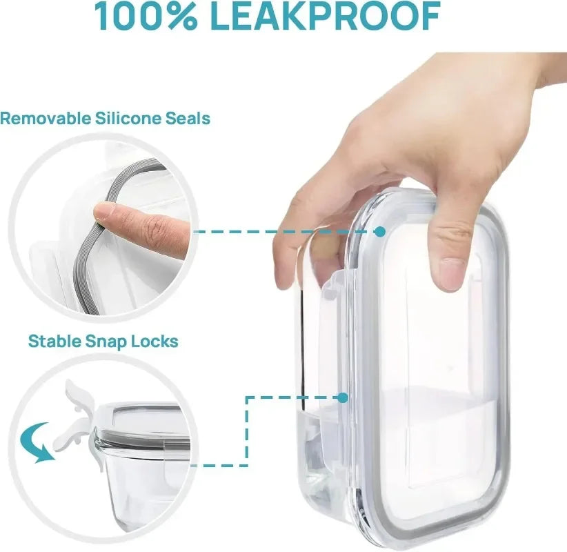 BPA Free Airtight Glass Food Storage Containers With Utensil Set