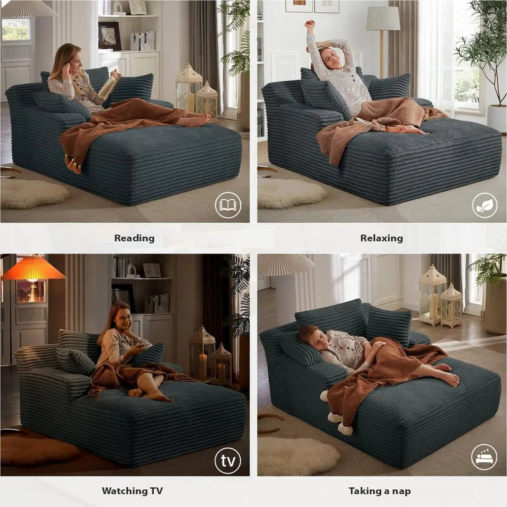 Corduroy Upholstered Chaise Lounge Chair Indoor Use