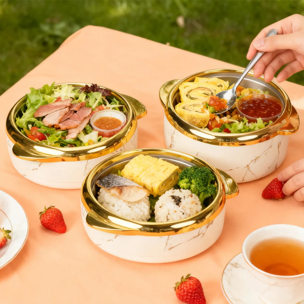Stainless Steel Thermal Lunch Box Set With Leakproof Food Containers