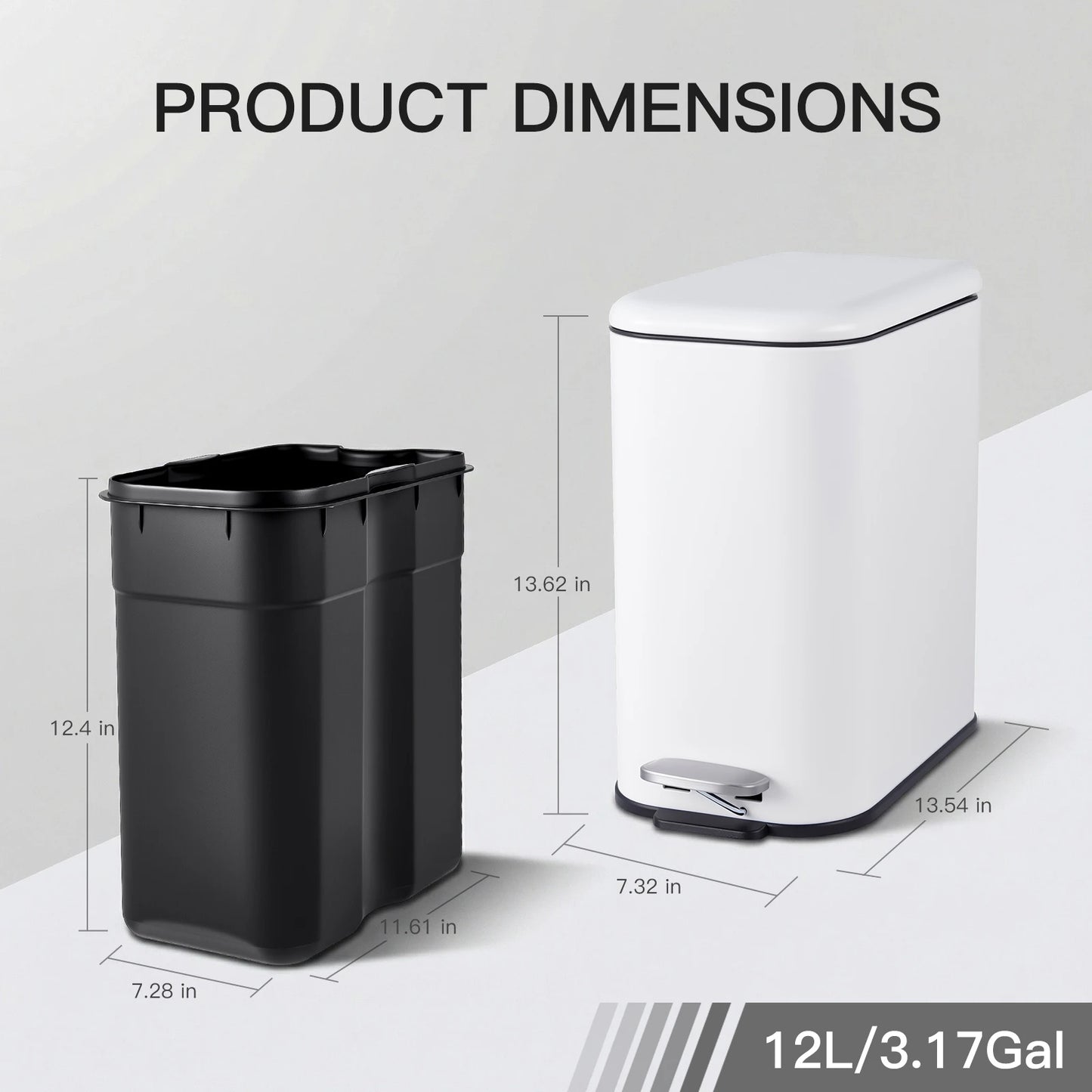 HiMISS Slim Stainless Steel Trash Can With Lid Soft Close