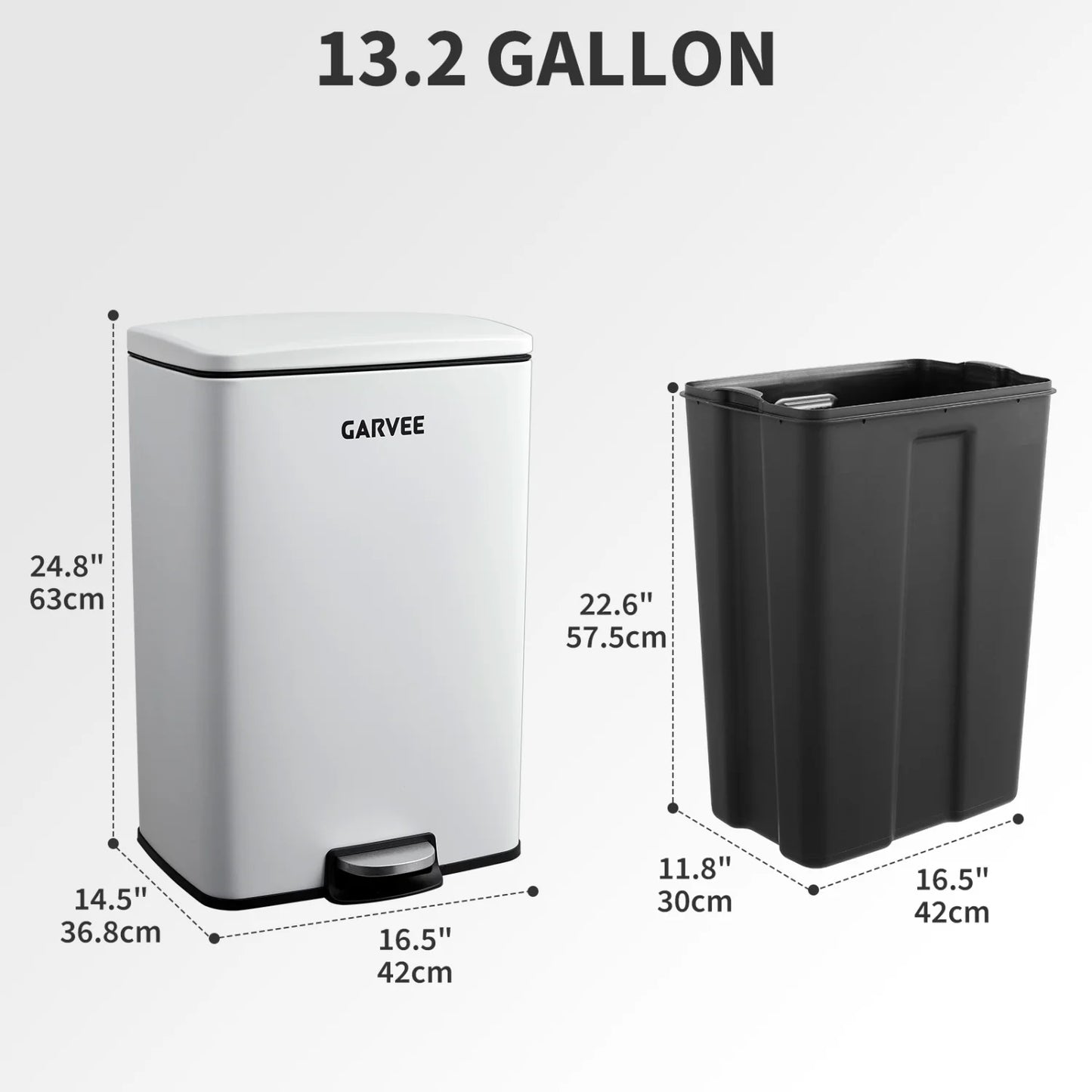 HiMISS Step On Kitchen Trash Can Stainless Steel With Soft Close Lid
