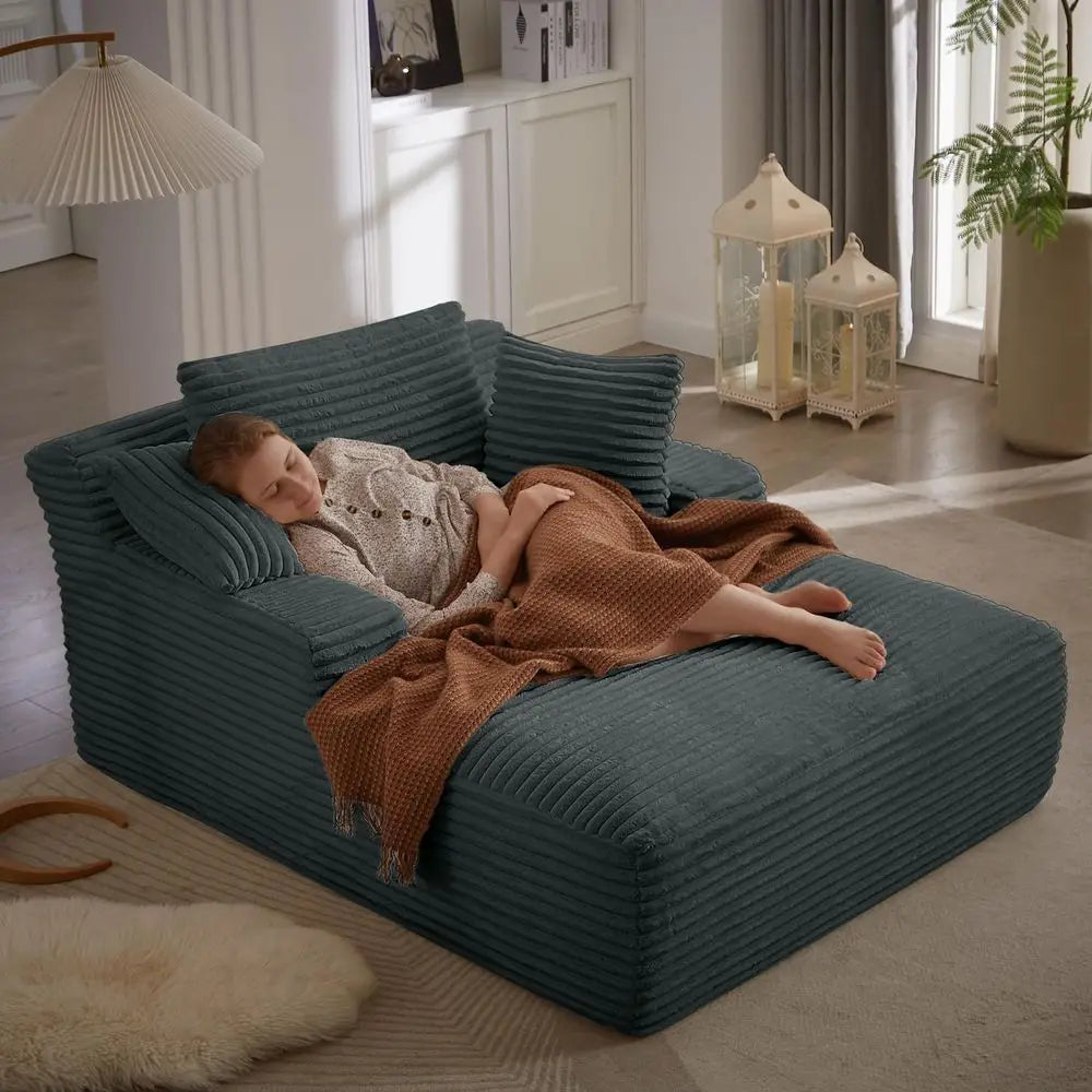 Corduroy Upholstered Chaise Lounge Chair Indoor Use