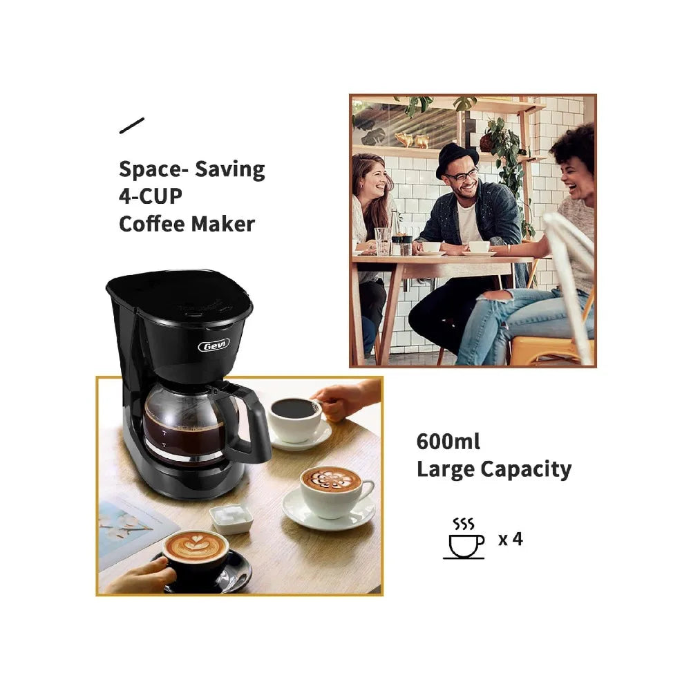 Gevi Compact Coffee Maker With Reusable Filter And Warming Plate