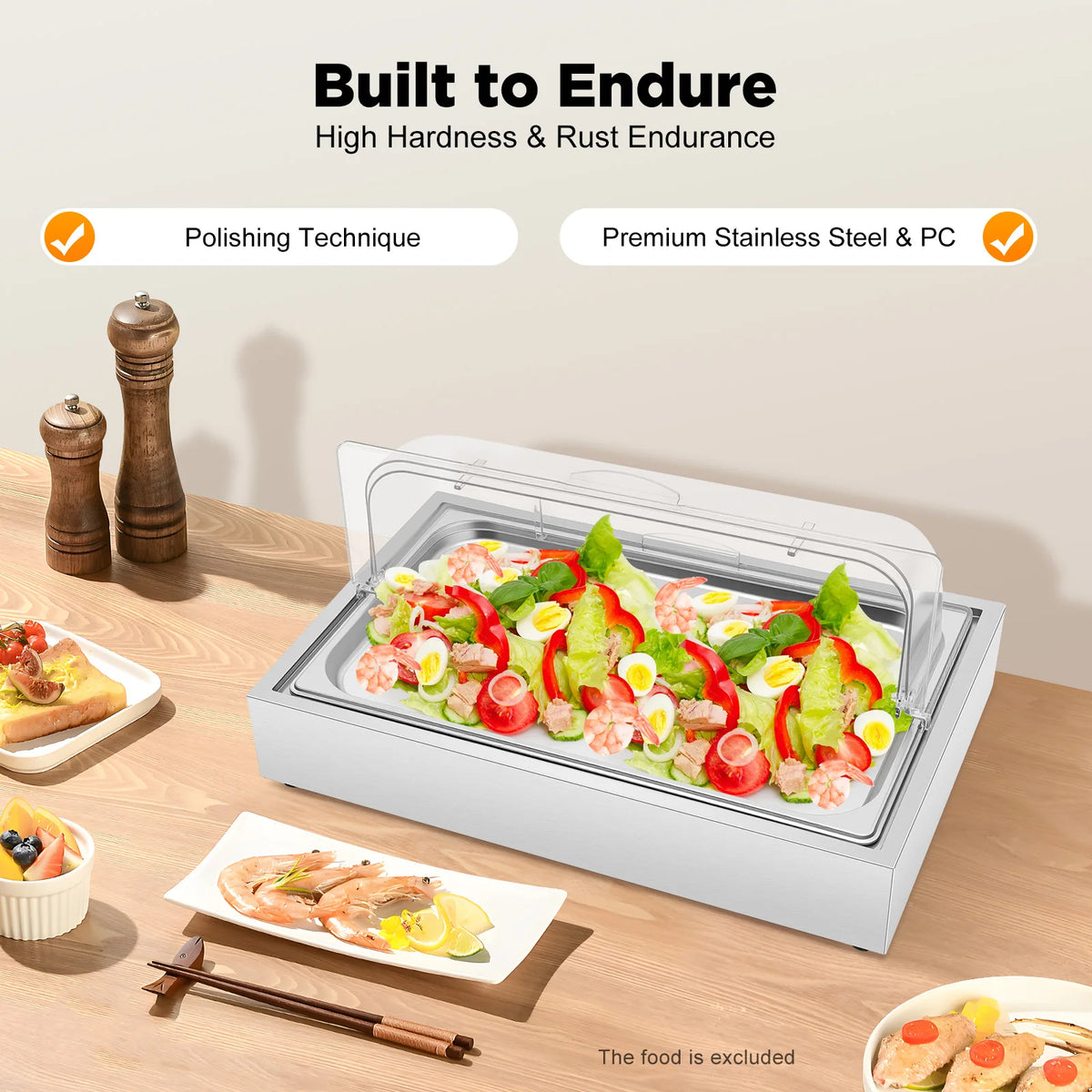 Bymaocar Stainless Steel Food Serving Tray With Clear Lid