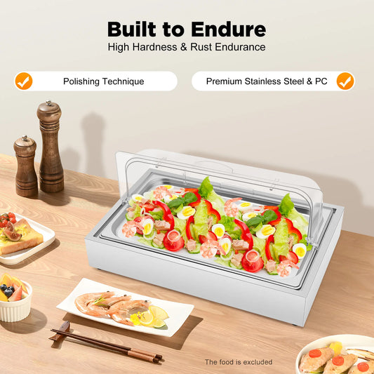 Bymaocar Stainless Steel Food Serving Tray With Clear Lid