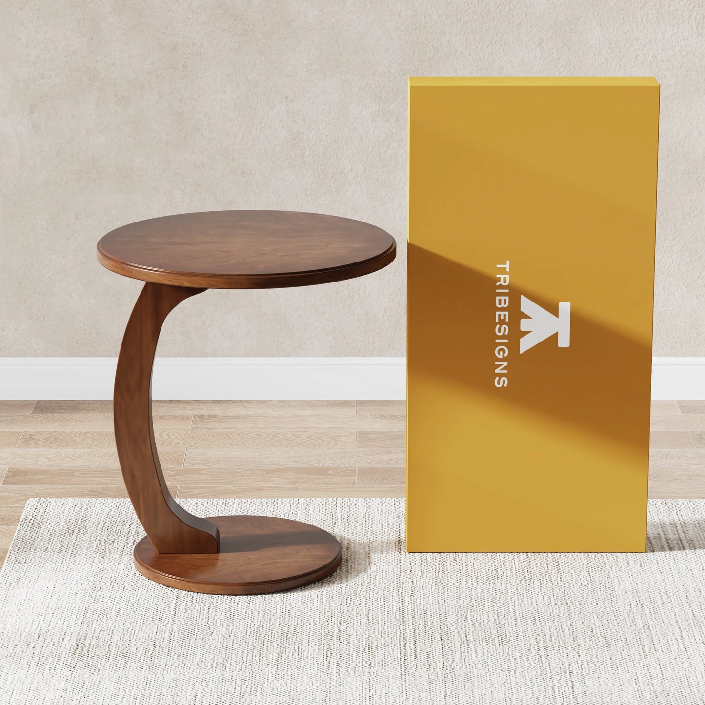 Tribesigns Round Wood C-Shaped End Table