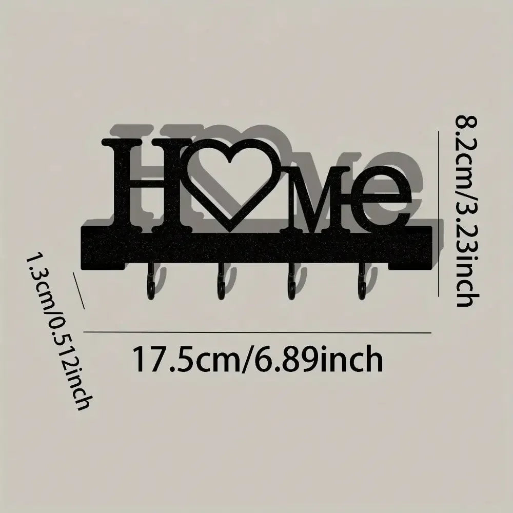 Heart Shape Wall Mounted Key Holder With Adhesive Hooks