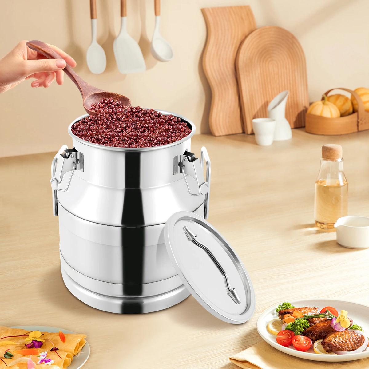 Airtight Stainless Steel Milk Can With Dual Handles