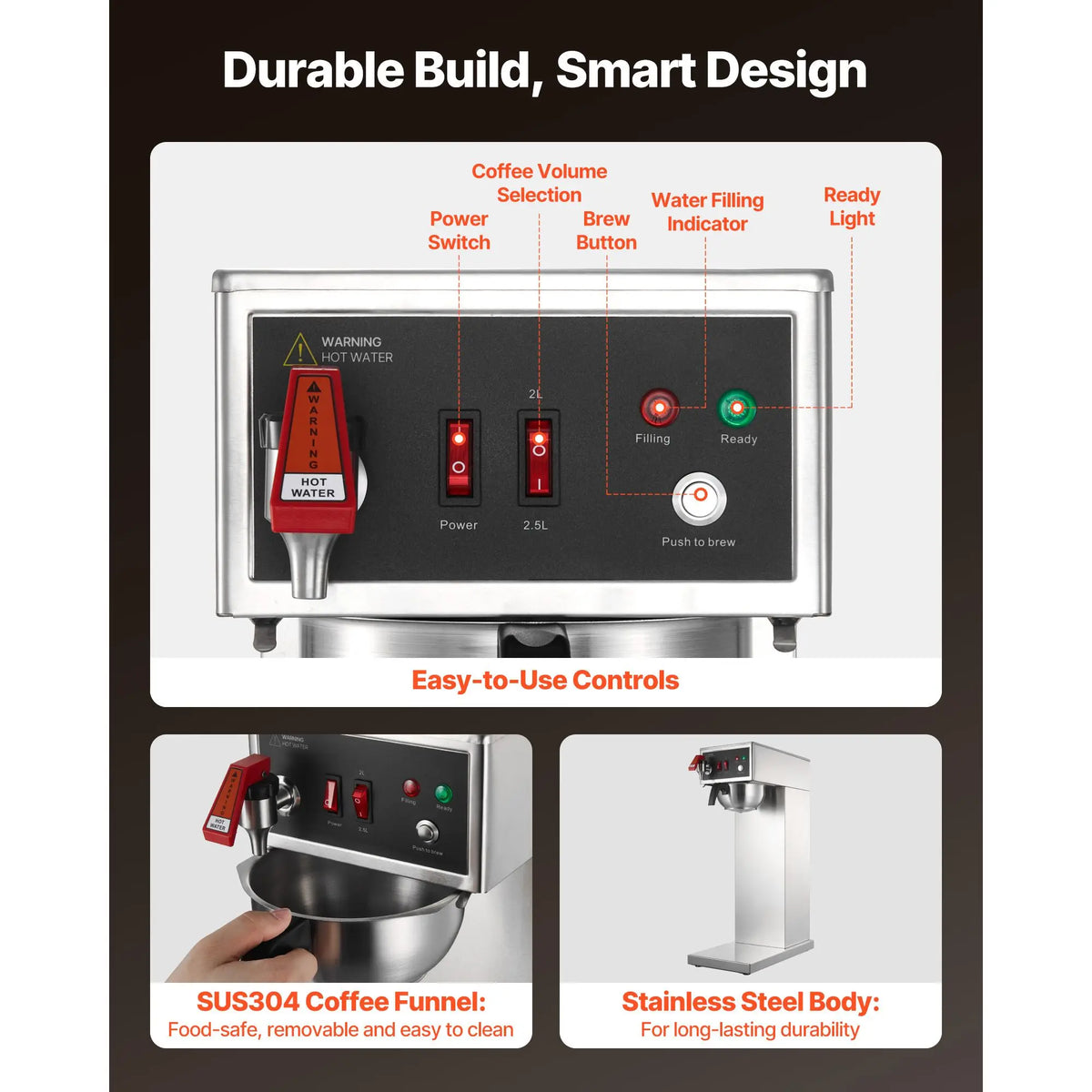 Commercial Drip Coffee Maker With Thermal Carafe And Auto Fill