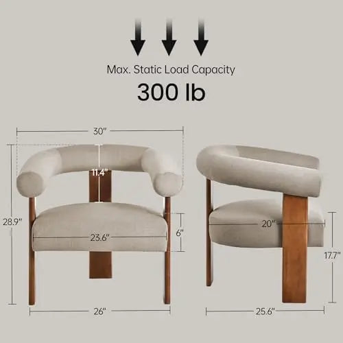 Mid Century Modern Upholstered Barrel Accent Chairs, Set of 2