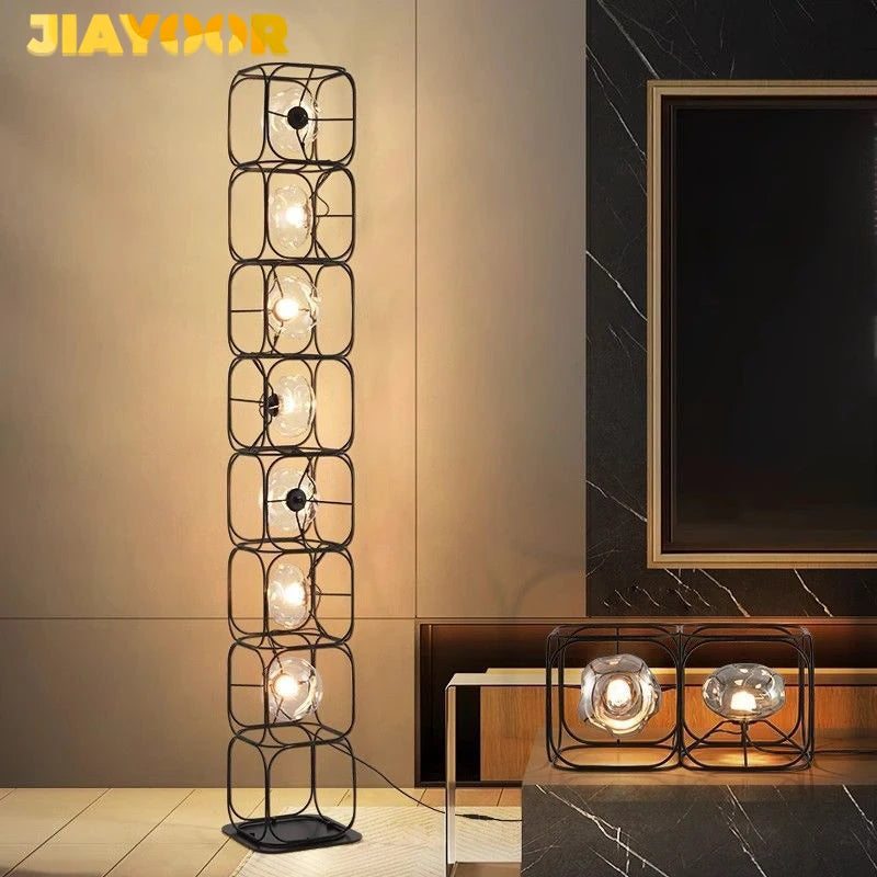 JIAYOOR LED Metal Floor Lamp Chrome Finish Modern Bauhaus Style