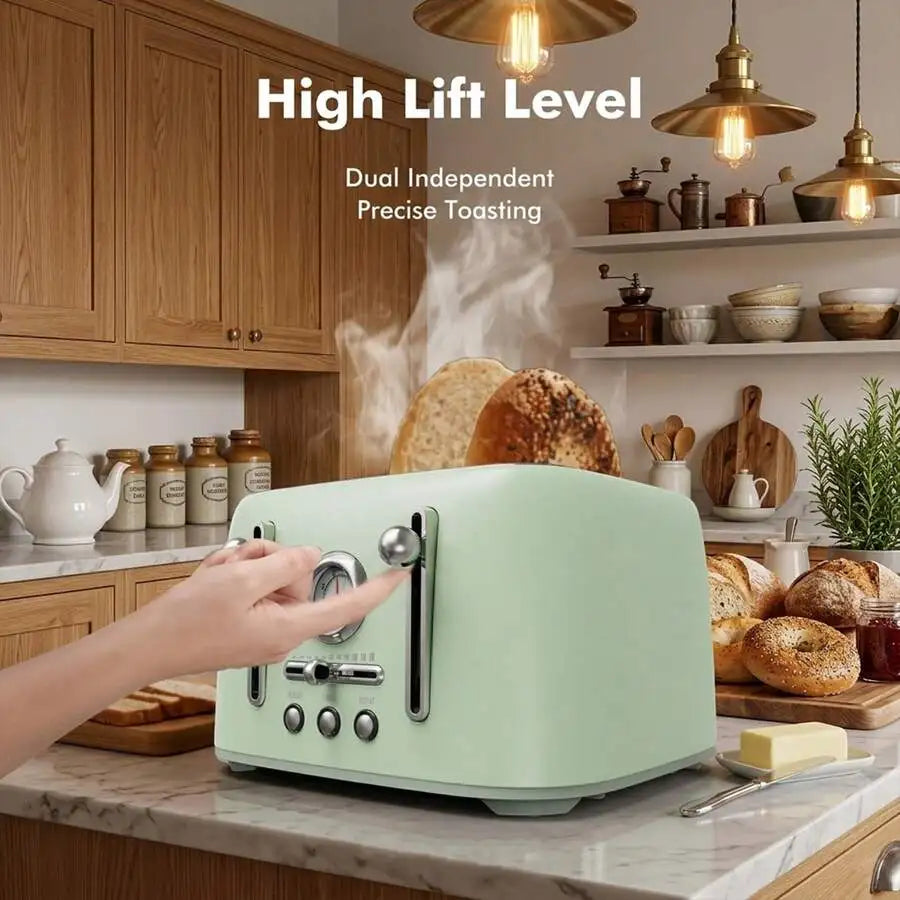 XMSJ Stainless Steel Retro Toaster Bagel Defrost