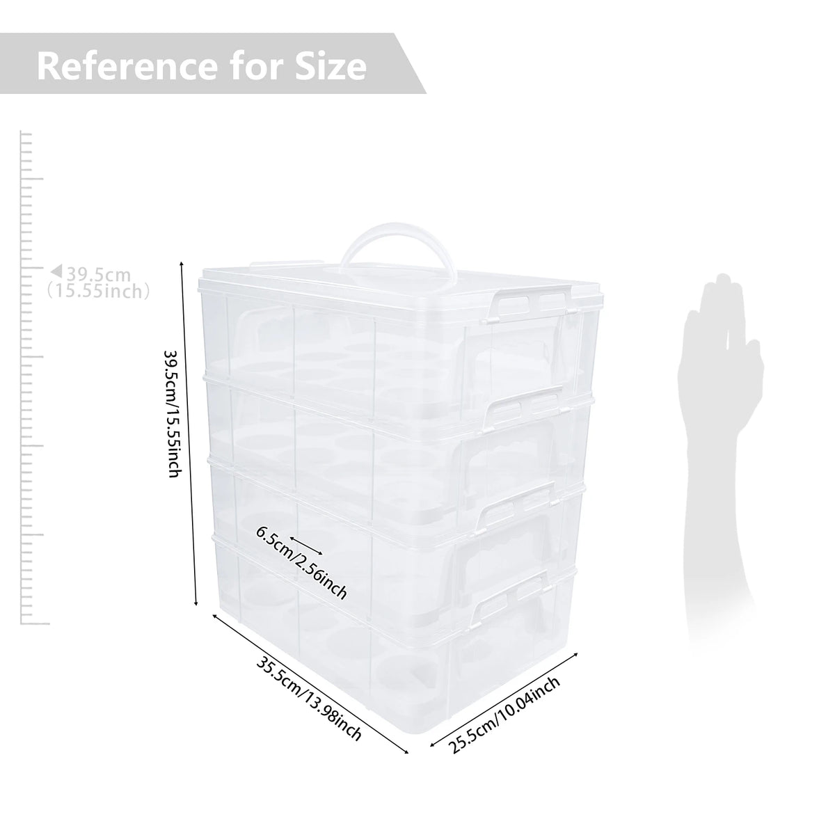 Four Tier Cupcake Carrier With Snap Lock Lid And Handle