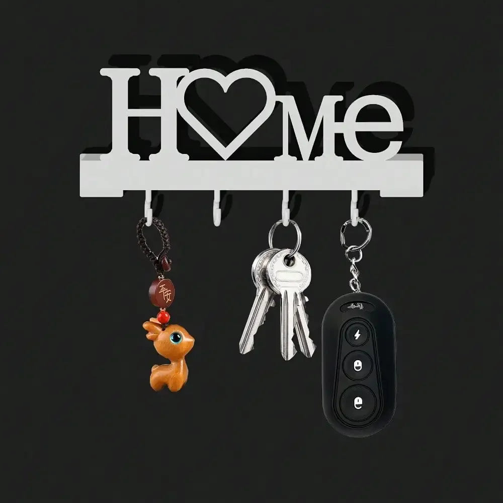 Heart Shape Wall Mounted Key Holder With Adhesive Hooks