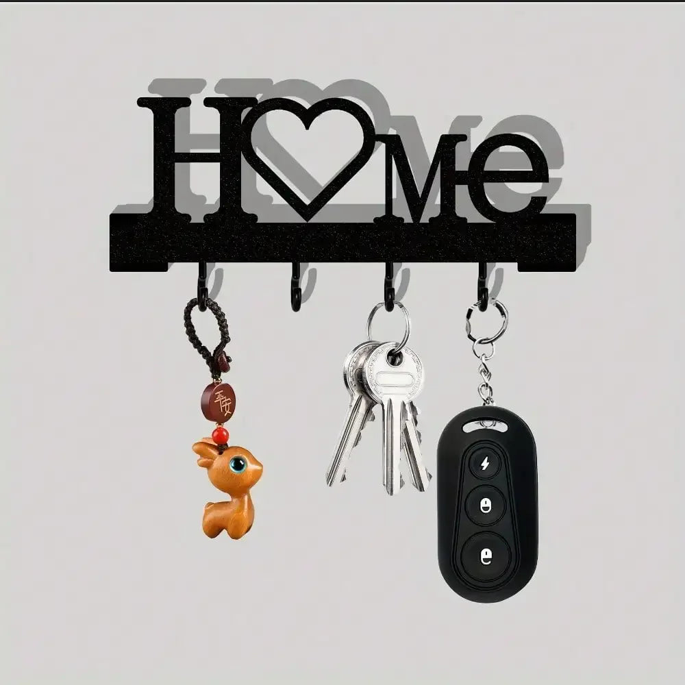Heart Shape Wall Mounted Key Holder With Adhesive Hooks