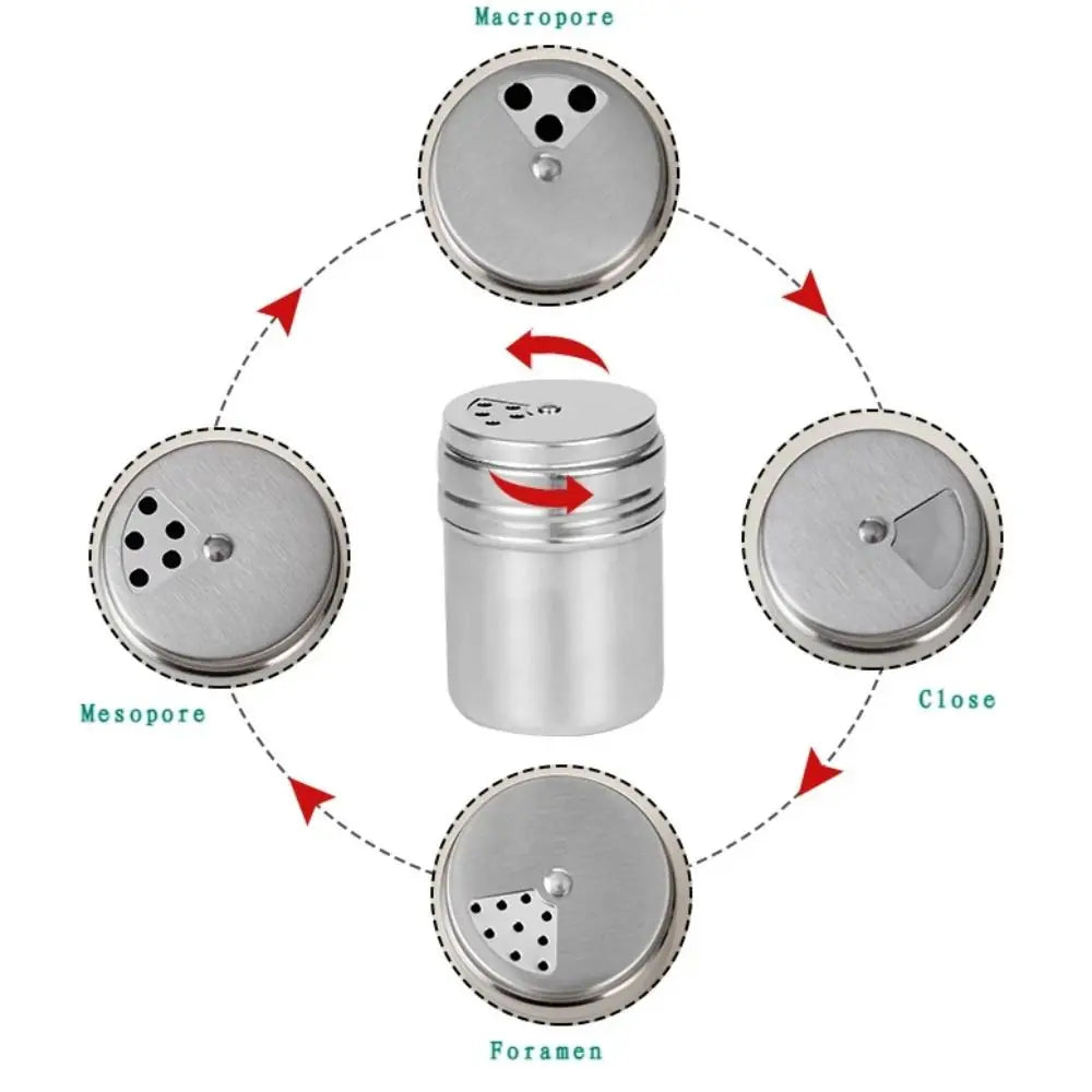 Stainless Steel Seasoning Jar With Rotating Cover Spice Shaker