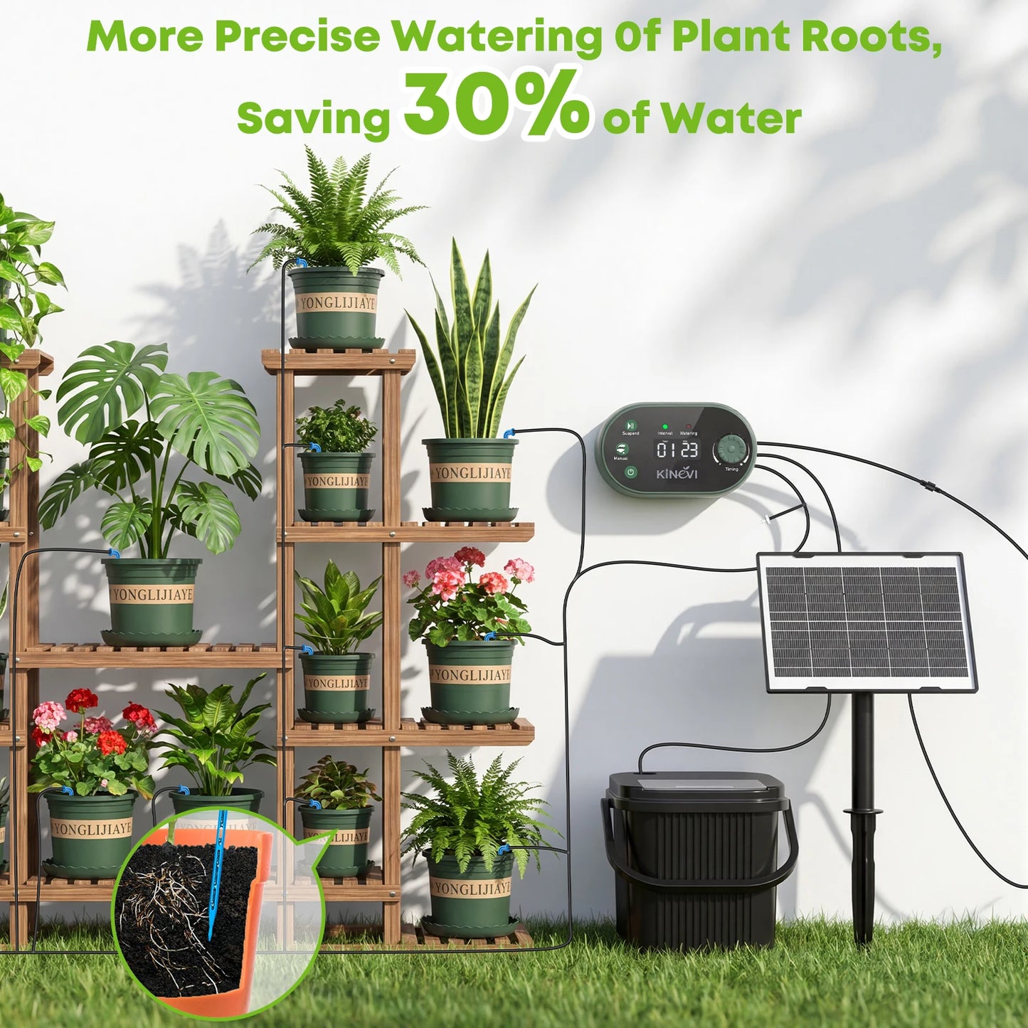 Solar Drip Irrigation System With 3W Auto Watering 22 Modes